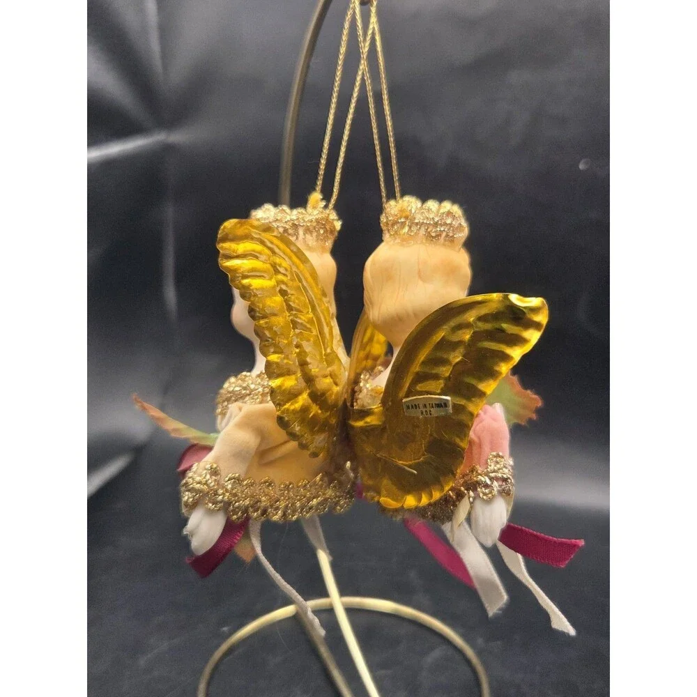 Lot Of 2 Vintage Victorian Style Angel Ornaments